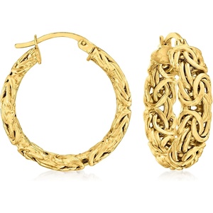 image:imageRossSimons 18kt Gold Over Sterling Small Byzantine Hoop Earrings
