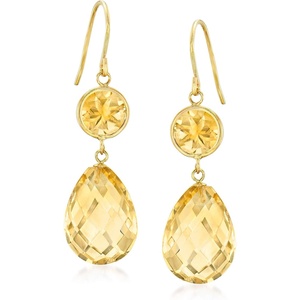 image:imageRossSimons 1900 ct tw Citrine Drop Earrings in 14kt Yellow Gold