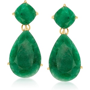 image:imageRossSimons 1920 ct tw Emerald Drop Earrings in 18kt Gold Over Sterling