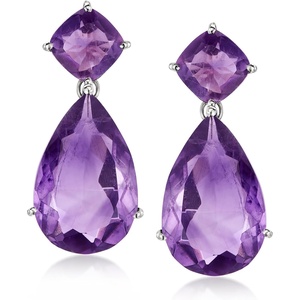 image:imageRossSimons 2000 ct tw Amethyst Drop Earrings in Sterling Silver