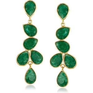 image:imageRossSimons 2268 ct tw Emerald Drop Earrings in 18kt Gold Over Sterling