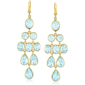image:imageRossSimons 3350 ct tw Sky Blue Topaz Chandelier Earrings in 18kt Gold Over Sterling