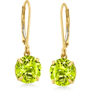 image:imageRossSimons 390 ct tw Peridot Drop Earrings in 14kt Yellow Gold