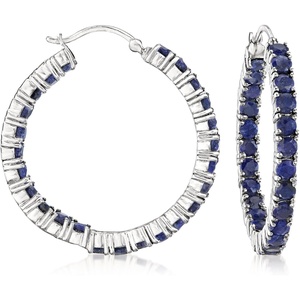 image:imageRossSimons 600 ct tw Sapphire InsideOutside Hoop Earrings in Sterling Silver