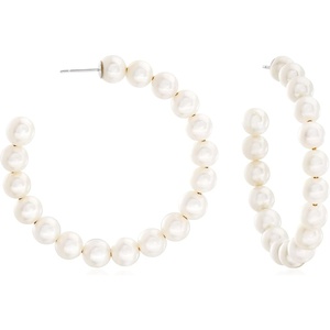 image:imageRossSimons 67mm Cultured Pearl Hoop Earrings in Sterling Silver