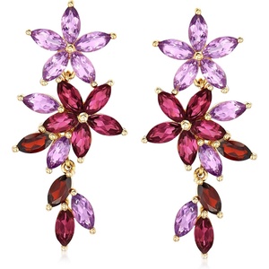 image:imageRossSimons 730 ct tw MultiGemstone Floral Drop Earrings in 18kt Gold Over Sterling