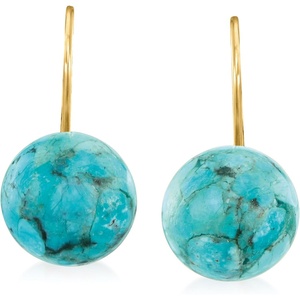 image:imageRossSimons Button Turquoise Drop Earrings in 14kt Yellow Gold