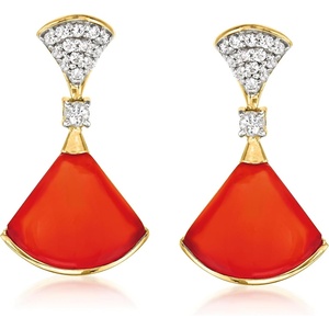 image:imageRossSimons Carnelian and 50 ct tw White Topaz Drop Earrings in 18kt Gold Over Sterling