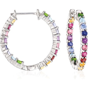 image:imageRossSimons Gemstone Hoop Earrings in Sterling SilverAmethyst