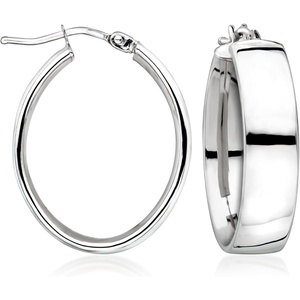 image:imageRossSimons Italian 14kt White Gold Wide Oval Hoop Earrings
