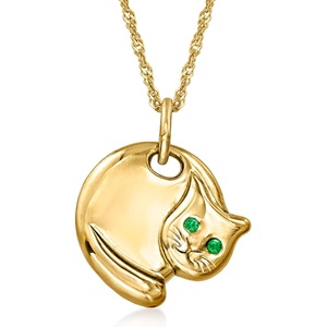 image:imageRossSimons Italian 18kt Gold Over Sterling CurledUp Cat Pendant Necklace