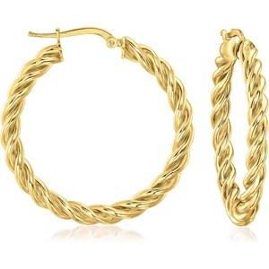 image:imageRossSimons Italian 18kt Gold Over Sterling Medium Twisted Hoop Earrings
