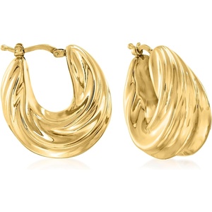 image:imageRossSimons Italian 18kt Gold Over Sterling Ribbed Twist Hoop Earrings