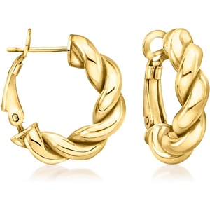 image:imageRossSimons Italian 18kt Gold Over Sterling Twisted Huggie Hoop Earrings