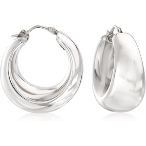 image:imageRossSimons Italian Sterling Silver Graduated Hoop Earrings
