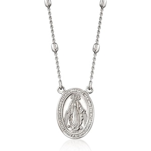 image:imageRossSimons Italian Sterling Silver Miraculous Medal Bead Station NecklaceNo Gemstone