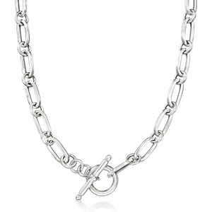 image:imageRossSimons Italian Sterling Silver Paper Clip Link Toggle NecklaceNo Gemstone