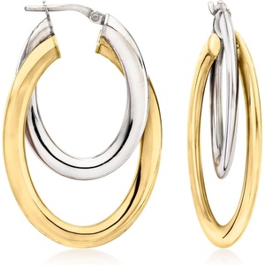 image:imageRossSimons Italian Sterling Silver and 18kt Gold Over Sterling DoubleHoop Earrings