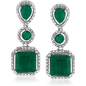 image:imageRossSimons Pair of Gemstone Drop Earrings in Sterling SilverEmerald