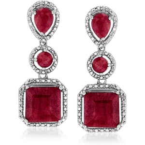 image:imageRossSimons Pair of Gemstone Drop Earrings in Sterling SilverRuby