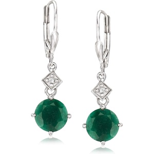 image:imageRossSimons Precious Gemstone Drop Earrings with Diamond Accents in Sterling SilverEmerald