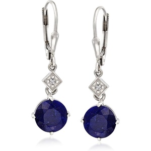 image:imageRossSimons Precious Gemstone Drop Earrings with Diamond Accents in Sterling SilverSapphire