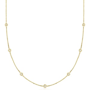 image:imageRossSimons Pure Collection 020 ct tw Diamond Station Necklace in 14kt Yellow Gold 18 inches