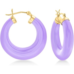 image:imageRossSimons Round Gemstone Hoop Earrings in 14kt Gold 1 18 inchesPurple