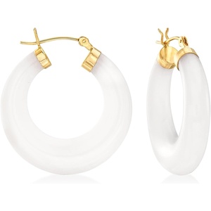 image:imageRossSimons Round Gemstone Hoop Earrings in 14kt Gold 1 18 inchesWhite