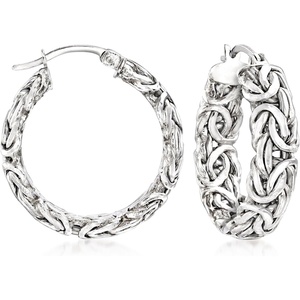 image:imageRossSimons Sterling Silver Byzantine Hoop Earrings10 Inches