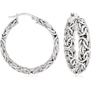 image:imageRossSimons Sterling Silver Byzantine Hoop Earrings125 Inches