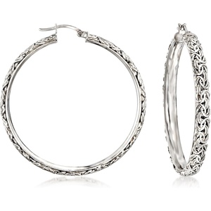 image:imageRossSimons Sterling Silver ExtraLarge Byzantine Hoop Earrings