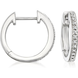 image:imageRossSimons Sterling Silver Small Hoop Earrings With Diamond Accents