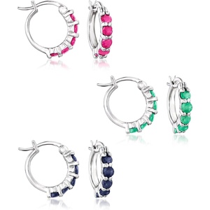 image:imageRossSimons Three Pair Gemstone Huggie Hoop Earrings