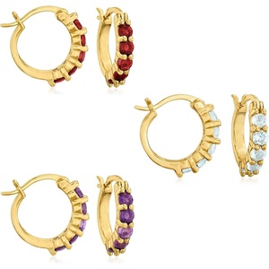image:imageRossSimons Three Pair Gemstone Huggie Hoop EarringsAmethyst
