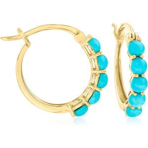 image:imageRossSimons Turquoise Hoop Earrings in 18kt Gold Over Sterling