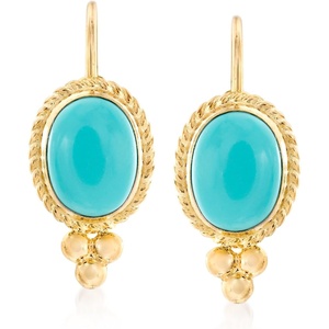 image:imageRossSimons Turquoise RopeEdge Earrings in 14kt Yellow Gold