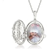 image:imageRossSimons 010 ct tw Diamond Floral Locket Necklace in Sterling SilverDiamond