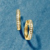 image:imageRossSimons 025 ct tw Diamond Hoop Earrings With Beaded Edge in 18kt Gold Over Sterling