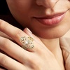 image:imageRossSimons 14kt Yellow GoldPlated Floral Openwork Ring With 4mm Cultured Pearl