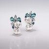 image:imageRossSimons 685mm Cultured Pearl and 200 ct tw Sky Blue Topaz and London Blue Topaz Earrings With 10 ct tw Sapphires in Sterling Silver