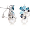 image:imageRossSimons 685mm Cultured Pearl and 200 ct tw Sky Blue Topaz and London Blue Topaz Earrings With 10 ct tw Sapphires in Sterling Silver