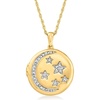 image:imageRossSimons 010 ct tw Diamond Celestial Locket Necklace in 18kt Gold Over Sterling 18 inches