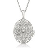 image:imageRossSimons 010 ct tw Diamond Floral Locket Necklace in Sterling SilverDiamond