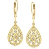 image:imageRossSimons 010 ct tw Diamond Openwork Teardrop Earrings in Sterling