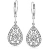 image:imageRossSimons 010 ct tw Diamond Openwork Teardrop Earrings in SterlingDiamond
