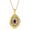 image:imageRossSimons 040 Carat Sapphire Locket Necklace With Single Diamond in 18kt Gold Over Sterling 18 inches