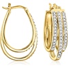 image:imageRossSimons 050 ct tw Diamond 3Row Hoop Earrings in 18kt Gold Over Sterling
