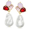 image:imageRossSimons 14kt Yellow GoldPlated Drop Earrings With Simulated Multicolored Gemstones and Pearls