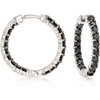 image:imageRossSimons 200 ct tw Black Diamond InsideOutside Hoop Earrings in Sterling Silver